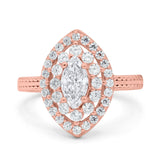 Marquise Vintage Halo Wedding Ring Simulated Cubic Zirconia 925 Sterling Silver
