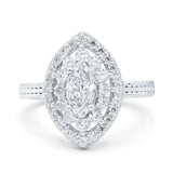 Marquise Vintage Halo Wedding Ring Simulated Cubic Zirconia 925 Sterling Silver