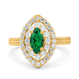 Marquise Vintage Halo Wedding Ring Simulated Cubic Zirconia 925 Sterling Silver