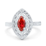 Marquise Vintage Halo Wedding Ring Simulated Cubic Zirconia 925 Sterling Silver