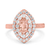 Marquise Vintage Halo Wedding Ring Simulated Cubic Zirconia 925 Sterling Silver