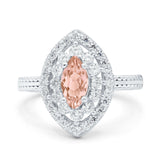 Marquise Vintage Halo Wedding Ring Simulated Cubic Zirconia 925 Sterling Silver