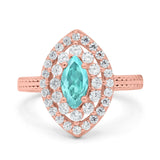 Marquise Vintage Halo Wedding Ring Simulated Cubic Zirconia 925 Sterling Silver