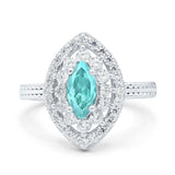 Marquise Vintage Halo Wedding Ring Simulated Cubic Zirconia 925 Sterling Silver