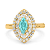 Marquise Vintage Halo Wedding Ring Simulated Cubic Zirconia 925 Sterling Silver