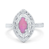 Marquise Vintage Halo Wedding Ring Simulated Cubic Zirconia 925 Sterling Silver