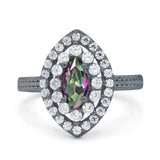 Marquise Vintage Halo Wedding Ring Simulated Cubic Zirconia 925 Sterling Silver