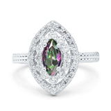 Marquise Vintage Halo Wedding Ring Simulated Cubic Zirconia 925 Sterling Silver
