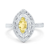 Marquise Vintage Halo Wedding Ring Simulated Cubic Zirconia 925 Sterling Silver