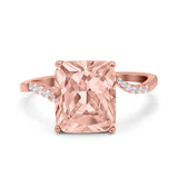 Swirl Engagement Ring Emerald Cut Simulated Cubic Zirconia 925 Sterling Silver