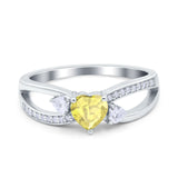 Heart Art Deco Engagement Promise Ring Simulated Cubic Zirconia 925 Sterling Silver