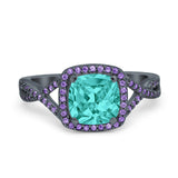 Cushion Wedding Ring Simulated Amethyst Cubic Zirconia 925 Sterling Silver