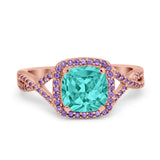 Cushion Wedding Ring Simulated Amethyst Cubic Zirconia 925 Sterling Silver