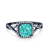 Halo Infinity Shank Engagement Ring Cushion Simulated Cubic Zirconia 925 Sterling Silver