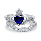 Wedding Bridal Piece Ring Heart Simulated Cubic Zirconia 925 Sterling Silver