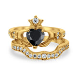 Wedding Bridal Piece Ring Heart Simulated Cubic Zirconia 925 Sterling Silver