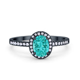 Halo Engagement Ring 925 Sterling Silver Oval Simulated Cubic Zirconia