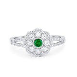 Art Deco Antique Style Wedding Engagement Ring Round Cubic Zirconia 925 Sterling Silver