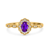 Halo Art Deco Oval Wedding Engagement Ring Simulated Cubic Zirconia 925 Sterling Silver