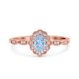 Halo Art Deco Oval Wedding Engagement Ring Simulated Cubic Zirconia 925 Sterling Silver