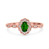 Halo Art Deco Oval Wedding Engagement Ring Simulated Cubic Zirconia 925 Sterling Silver