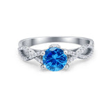 Twisted Shank Infinity Wedding Ring Round Cubic Zirconia 925 Sterling Silver