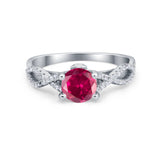 Twisted Shank Infinity Wedding Ring Round Cubic Zirconia 925 Sterling Silver