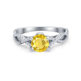 Twisted Shank Infinity Wedding Ring Round Cubic Zirconia 925 Sterling Silver