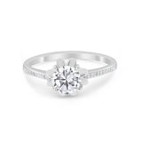 Vintage Style Engagement Ring Simulated Cubic Zirconia 925 Sterling Silver