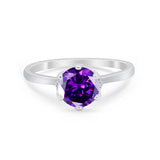 Art Deco Engagement Ring Round Simulated Cubic Zirconia 925 Sterling Silver