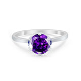 Simulated Sapphire Accent Cubic Zirconia Wedding Ring 925 Sterling Silver