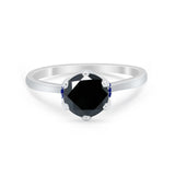 Simulated Sapphire Accent Cubic Zirconia Wedding Ring 925 Sterling Silver