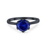 Simulated Sapphire Accent Cubic Zirconia Wedding Ring 925 Sterling Silver