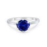 Simulated Sapphire Accent Cubic Zirconia Wedding Ring 925 Sterling Silver