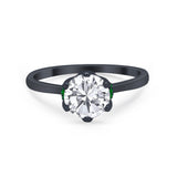 Simulated Emerald Accent Cubic Zirconia 925 Sterling Silver Wedding Ring