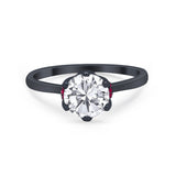 Simulated Ruby Accent Cubic Zirconia Wedding Bridal Ring 925 Sterling Silver