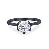 Simulated Sapphire Accent Cubic Zirconia Wedding Ring 925 Sterling Silver