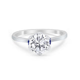 Simulated Sapphire Accent Cubic Zirconia Wedding Ring 925 Sterling Silver