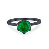 Art Deco Engagement Ring Round Simulated Cubic Zirconia 925 Sterling Silver