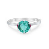 Simulated Ruby Accent Cubic Zirconia Wedding Bridal Ring 925 Sterling Silver