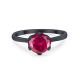 Simulated Ruby Accent Cubic Zirconia Wedding Bridal Ring 925 Sterling Silver