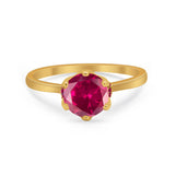 Simulated Ruby Accent Cubic Zirconia Wedding Bridal Ring 925 Sterling Silver