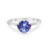Simulated Ruby Accent Cubic Zirconia Wedding Bridal Ring 925 Sterling Silver