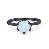 Art Deco Engagement Ring Round Simulated Cubic Zirconia 925 Sterling Silver
