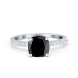 Vintage Cushion Cut Engagement Ring Simulated Cubic Zirconia 925 Sterling Silver