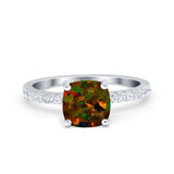 Vintage Cushion Cut Engagement Ring Simulated Cubic Zirconia 925 Sterling Silver