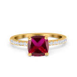 Vintage Cushion Cut Engagement Ring Simulated Cubic Zirconia 925 Sterling Silver