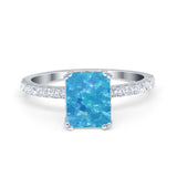 Art Deco Radiant Cut Engagement Ring Simulated Cubic Zirconia 925 Sterling Silver