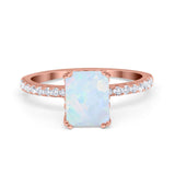 Art Deco Radiant Cut Engagement Ring Simulated Cubic Zirconia 925 Sterling Silver