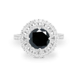 Halo Cocktail Wedding Engagement Ring Round Cubic Zirconia 925 Sterling Silver